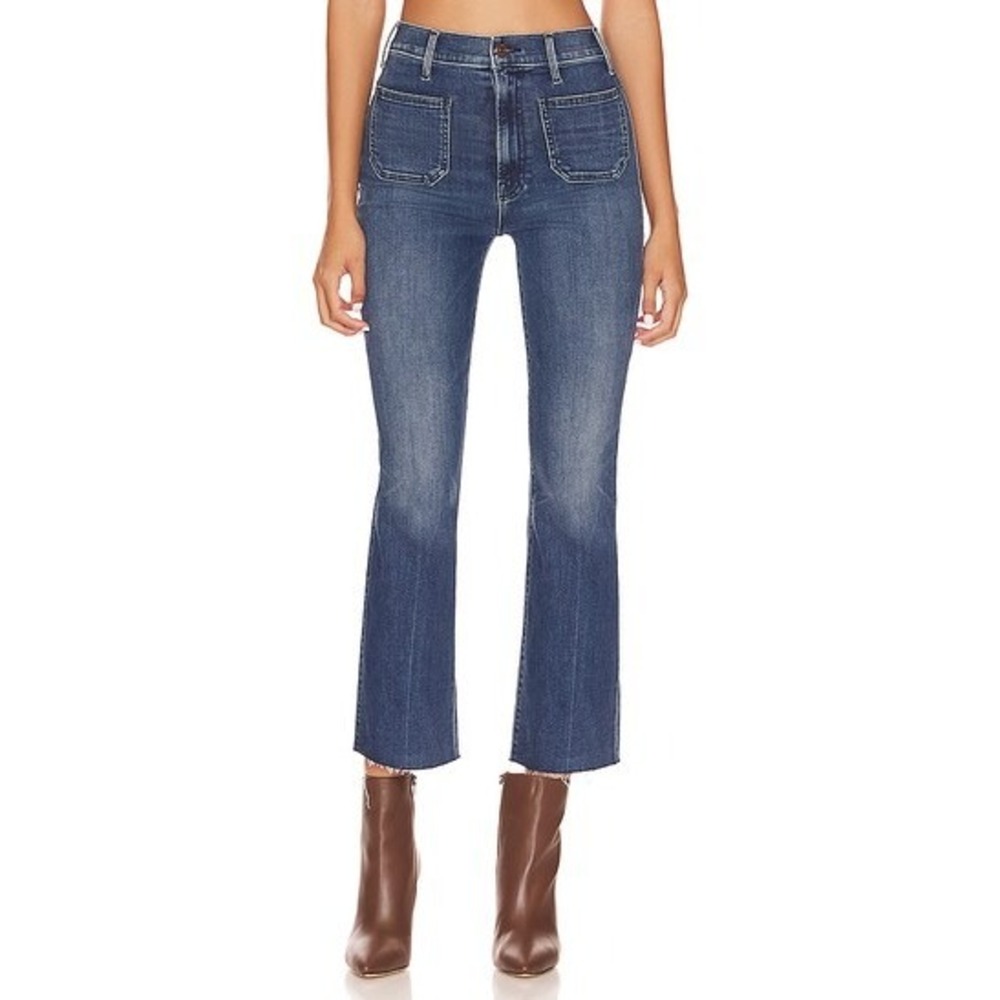 Mother Hustler Patch Pocket Ankle Fray Jeans 24 Out For The Evening Blue